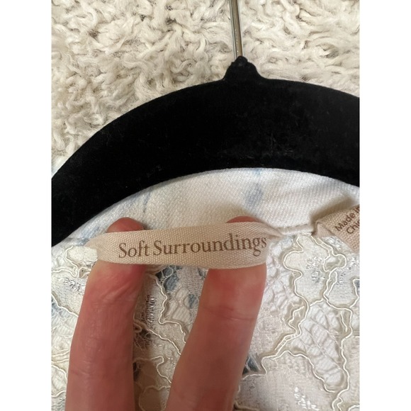 Soft Surroundings Denim Jacket Womens Small White Blue Floral Boho - Picture 5 of 8